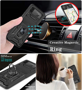 Anti-Spy Case For Samsung Galaxy Z Flip 3/4 with Magnetic Car Ring, Camera Protection, CamShield Shockproof, Armor, Stand Holder - Anti-Spy Guru, Anti-Spy, Camera Protection Slider, Privacy, Webcam, Slider, Privacy Screen Protector, iphone, iPhone