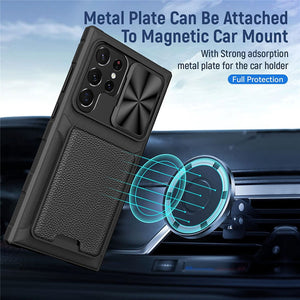 Anti-Spy Slide Camera Protection Leather Phone Case For Samsung S23 Plus/ S23 Ultra Slot Card Holder Silicone Soft Armour Shockproof Cover - Anti-Spy Guru, Anti-Spy, Camera Protection Slider, Privacy, Webcam, Slider, Privacy Screen Protector, iphone, iPhone